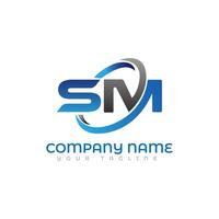 Initial letter logo SM uppercase blue template Design. Pro Vector