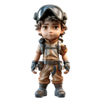 AI generated 3d illustration a young soldier on isolated transparent background png, generated with AI png