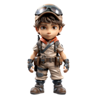 AI generated 3d illustration a young soldier on isolated transparent background png, generated with AI png