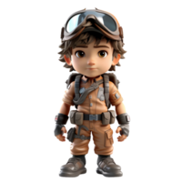 AI generated 3d illustration a young soldier on isolated transparent background png, generated with AI png