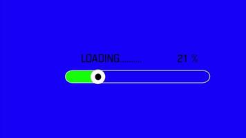 a blue background with a green loading bar video