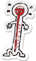 retro distressed sticker of a cartoon hot thermometer png