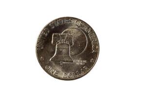 Tail Side Of United States One Dollar Coin With Liberty Bell photo