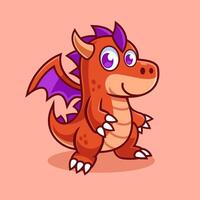 Orange Purple Dragon Cartoon Character vector