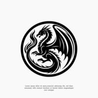 silhouette dragon logo design template vector