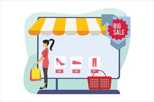 Online Shopping Flat Illustration Design vector