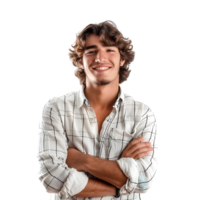 Glad young man posing on isolated transparent background png