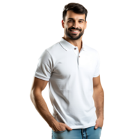 Man white polo shirt on isolated transparent background png