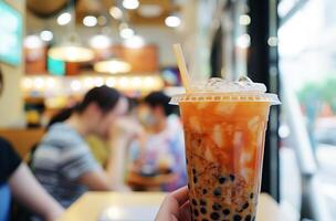 Handheld bubble tea cafe photo