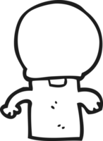 hand drawn black and white cartoon little alien png