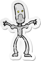 retro distressed sticker of a cartoon funny robot png