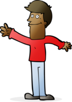 cartoon happy man waving png