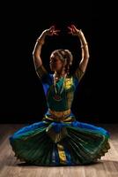 Beautiful girl dancer of Indian classical dance Bharatanatyam photo