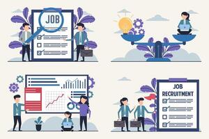 Job Recruitment and Business Analysis Illustration Set vector