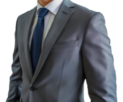 A man in a suit and tie is wearing a blue tie - stock .. png