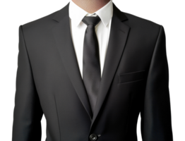 A man in a black suit and white shirt with a black tie - stock .. png