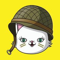 cat head wearing a soldier's hat vector