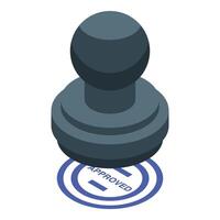 3d isometric illustration of a rubber stamp with an approved imprint vector