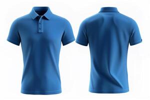 blue polo tshirt template mockup with front and back view Isolated on white backgroundn gray background photo