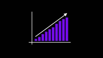 Graph Going Up Rising Bar Graph, Business Growth Graph. Alpha Channel Transparent Background. 4K Resolution video