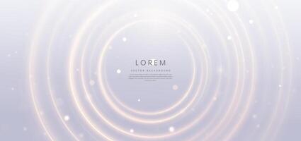 Abstract luxury golden circles lines overlapping on grey background with lighting effect and sparkle. vector