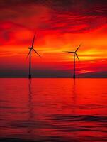 A landscape of a wind farm, symbolizing green energy and sustainability. photo