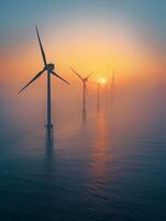 A landscape of a wind farm, symbolizing green energy and sustainability. photo