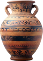 Antique Greek Clay Vase with Ornate Patterns. png