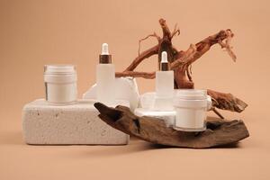 Minimalist Natural Skincare Product Display with Eco Friendly Packaging photo