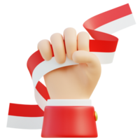 Hand Holding Indonesian Flag 3d illustration png