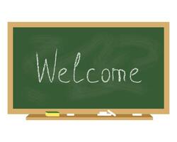 Welcome. Chalk inscription on a blackboard. Background for school or university. illustration. vector