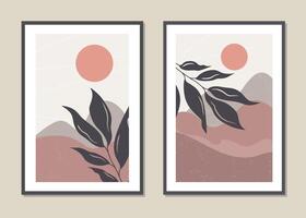 Art landscape wall set. Abstract landscape design for covers, posters, prints, wall art vector