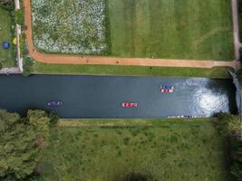 Aerial view of the old town of Cambridge with narrow canals and river boats photo