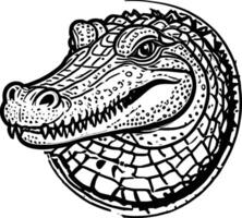 Simple line icon of a crocodile on a white background. vector