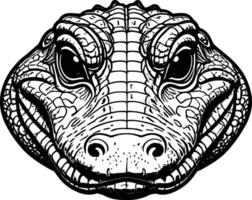 Simple line art alligator icon, isolated on white background. vector