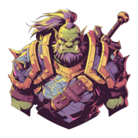 Illustration of ogre monster soldier with weapon png