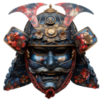 Samurai Protective Helmet Isolated on Transparent Background ,Samurai Warrior Mask , png