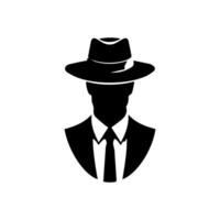 detective logo, silhouette of man wear hat vector