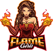 Flame girls esport mascot logo design png