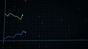 Linear chart of digital income made in tech style with high tech grid background. Concept for presentations, advertising and showing profitability and statistics video