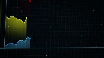 Linear chart of digital income made in tech style with high tech grid background. Concept for presentations, advertising and showing profitability and statistics video