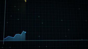 Linear chart of digital income made in tech style with high tech grid background. Concept for presentations, advertising and showing profitability and statistics video