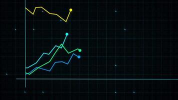 Linear chart of digital income made in tech style with high tech grid background. Concept for presentations, advertising and showing profitability and statistics video