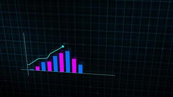 Linear chart of digital income made in tech style with high tech grid background. Concept for presentations, advertising and showing profitability and statistics video