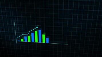 Linear chart of digital income made in tech style with high tech grid background. Concept for presentations, advertising and showing profitability and statistics video