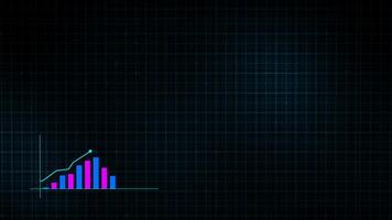 Linear chart of digital income made in tech style with high tech grid background. Concept for presentations, advertising and showing profitability and statistics video