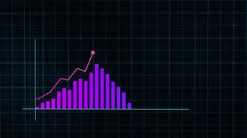 Linear chart of digital income made in tech style with high tech grid background. Concept for presentations, advertising and showing profitability and statistics video