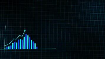 Linear chart of digital income made in tech style with high tech grid background. Concept for presentations, advertising and showing profitability and statistics video