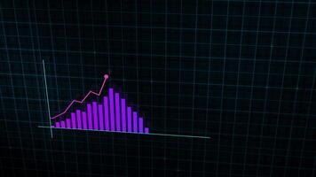 Linear chart of digital income made in tech style with high tech grid background. Concept for presentations, advertising and showing profitability and statistics video