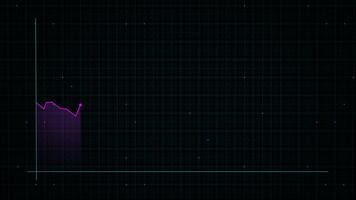 Linear chart of digital income made in tech style with high tech grid background. Concept for presentations, advertising and showing profitability and statistics video